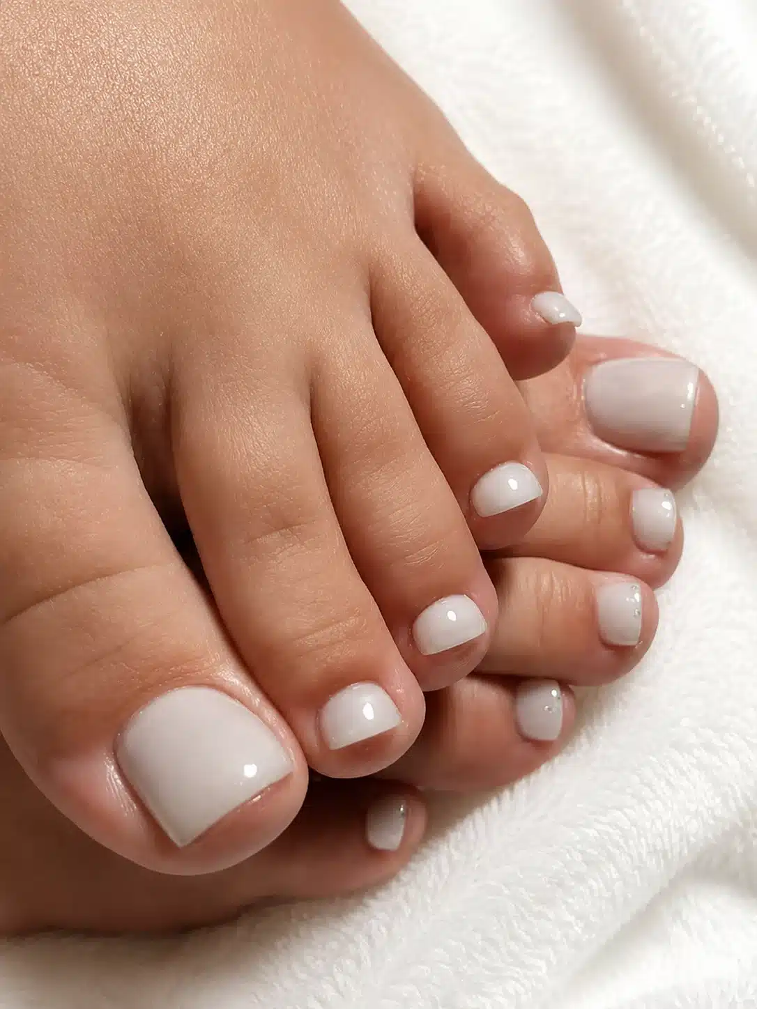Milky White Pedicure: 11 Soft, Glossy Toe Ideas 10 Glossy milky white pedicure