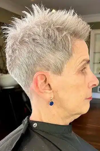 Silver Soft-Spiked Pixie With Faded Sides hairstyle