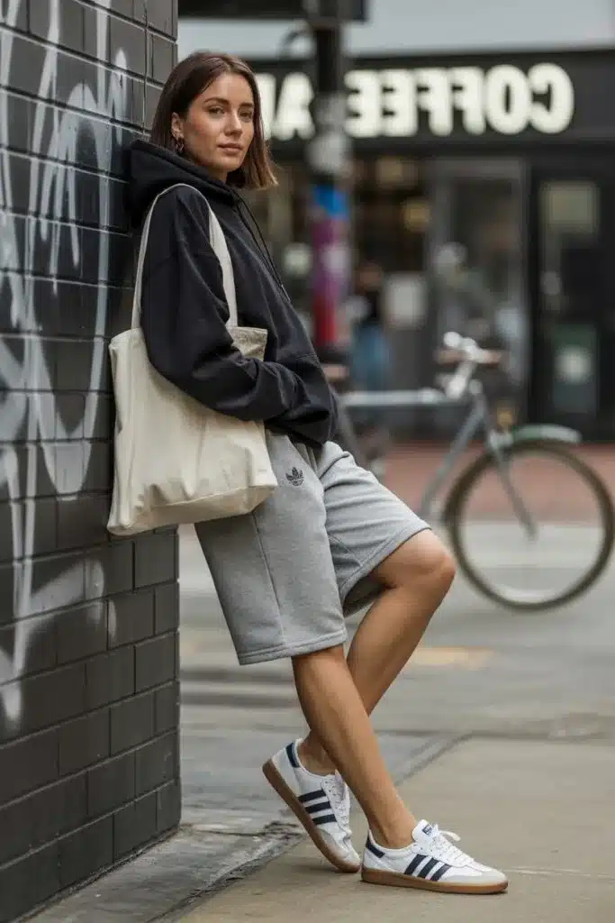 Samba Shorts Outfits for Women: 10 Easy Ideas 12 Wide-Leg Lounge Shorts With a Hoodie outfit