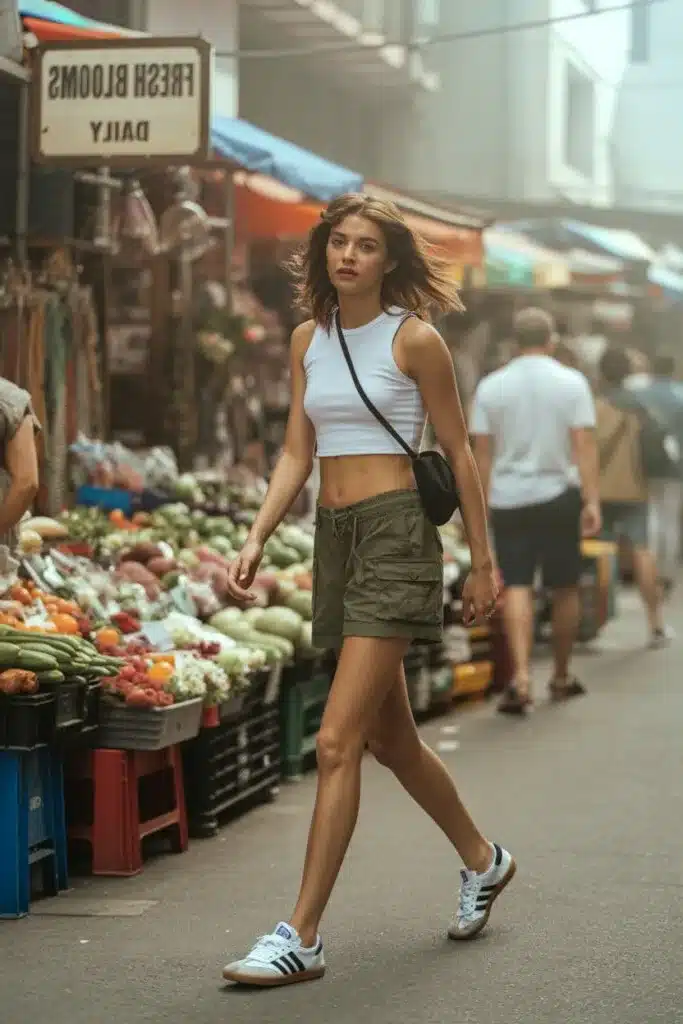 Samba Shorts Outfits for Women: 10 Easy Ideas 8 Cargo Shorts With a Cropped Top outfit