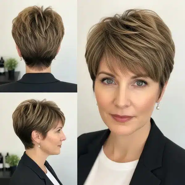 Hairstyles For Women Over 50 With Fine Hair - Pixie With Bangs And Textured Top