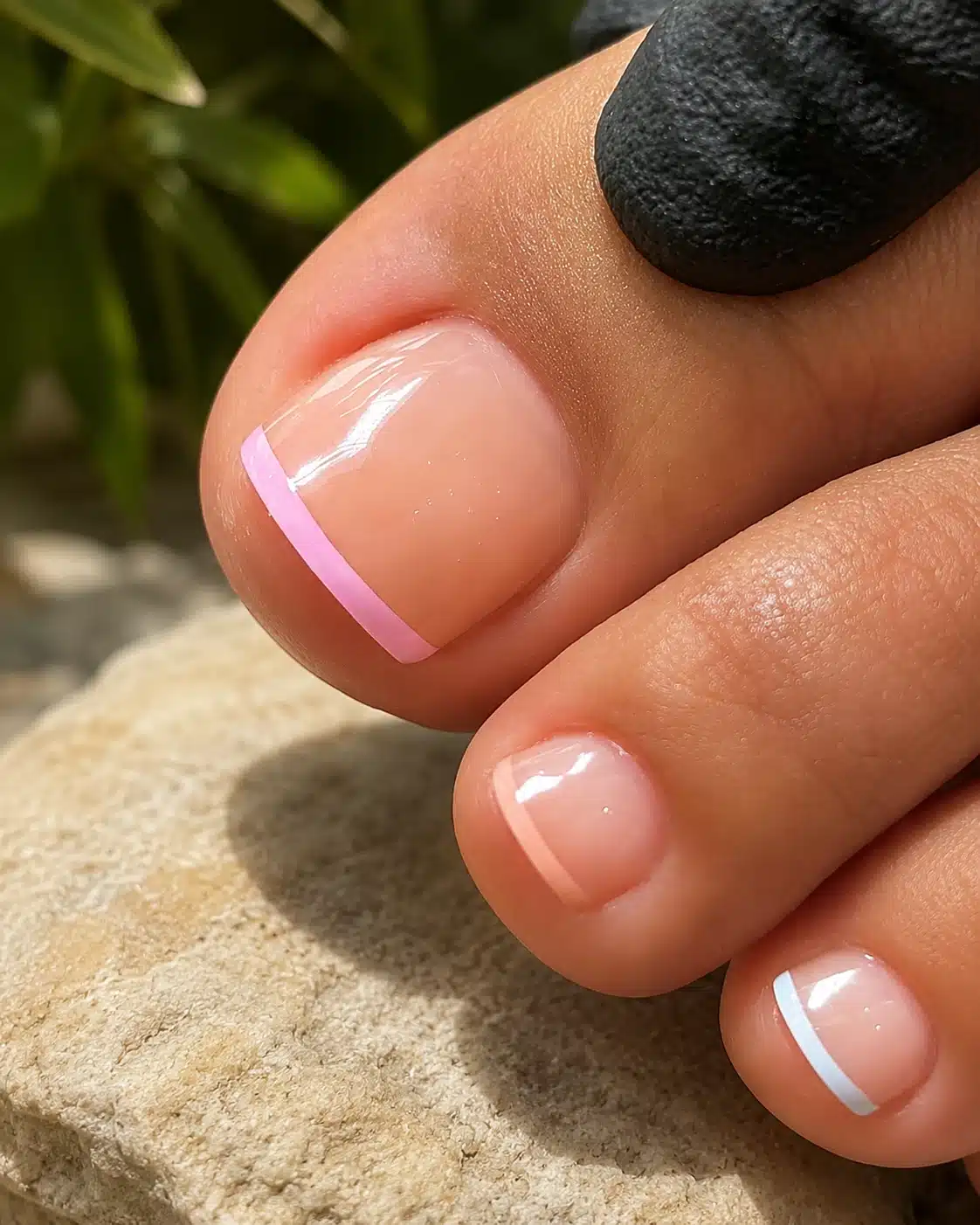 Light Pink French Tip Toes: Soft, Clean Pedicure Ideas 3 Glossy light pink French tip pedicure close up