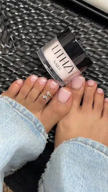 Milky Pink Toes: The Glossy Pedicure That Goes With Everything 1 Glossy milky pink toes with a soft pedicure finish