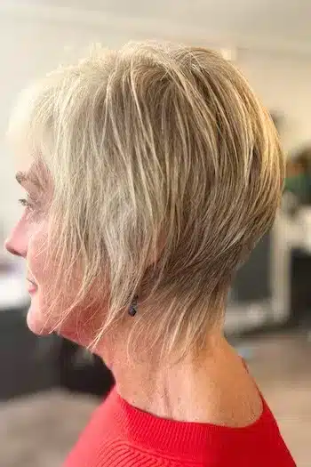 Warm Blonde Tapered Pixie With Long Layers haircut for women over 60