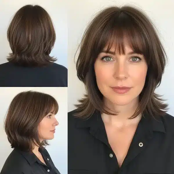 Hairstyles For Women Over 50 With Fine Hair - Lob With Bangs And Face-Framing Layers