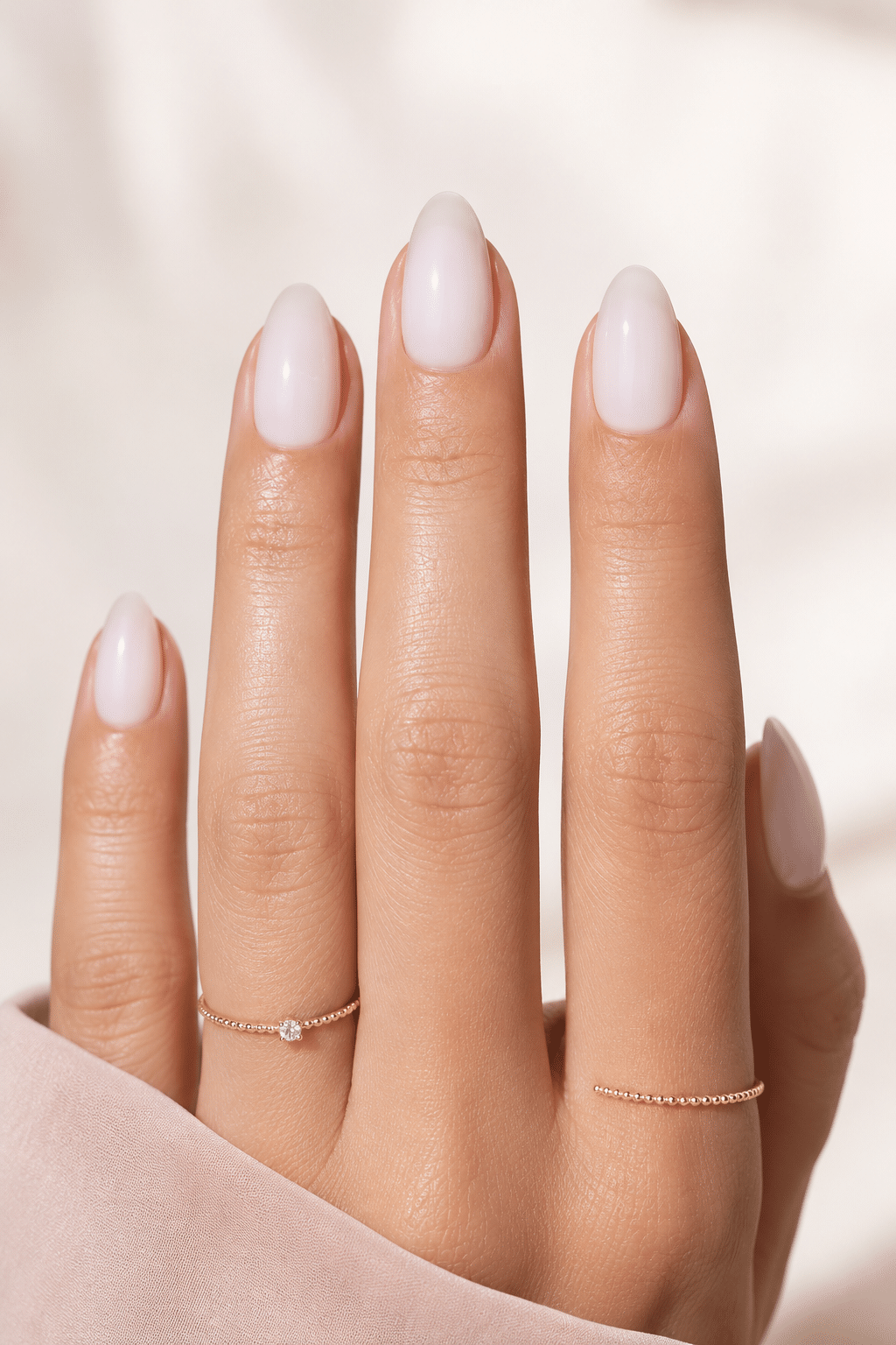 Everyday short almond milky press on nails with a natural glossy finish