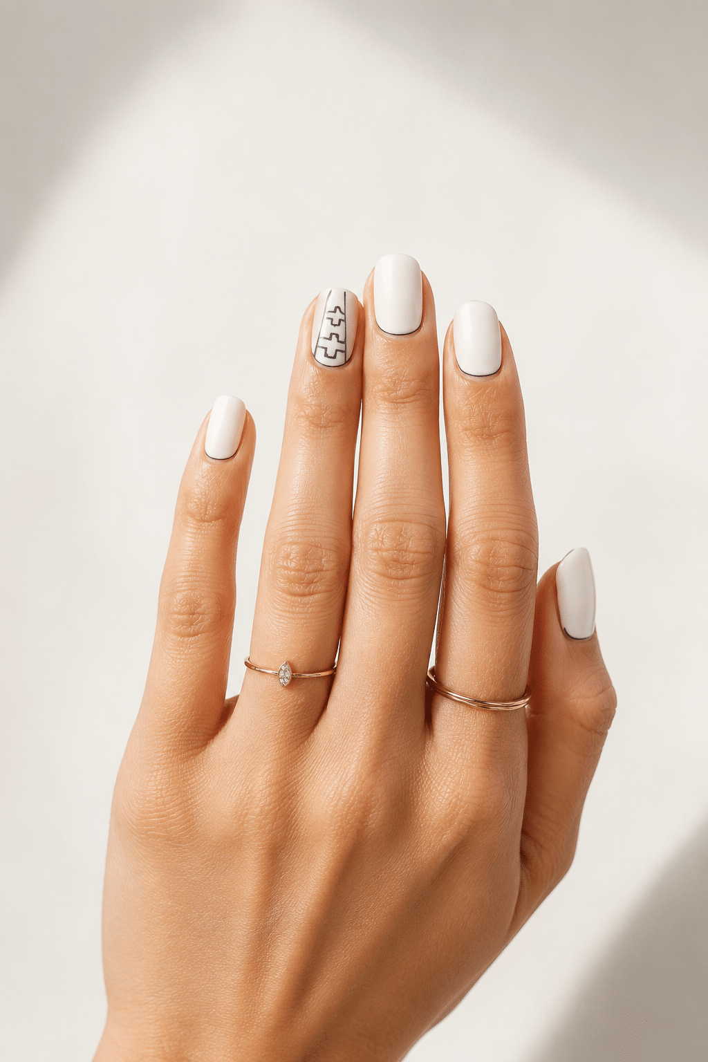 French white wedding press on nails with glossy bridal manicure finish
