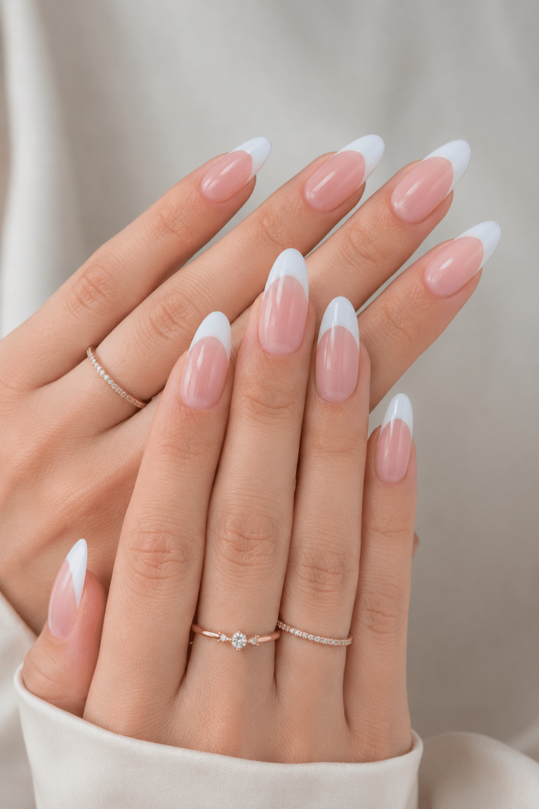 Oval press on nails with glossy nude natural manicure ideas