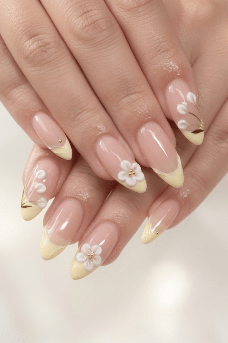 pastel yellow french tip nails