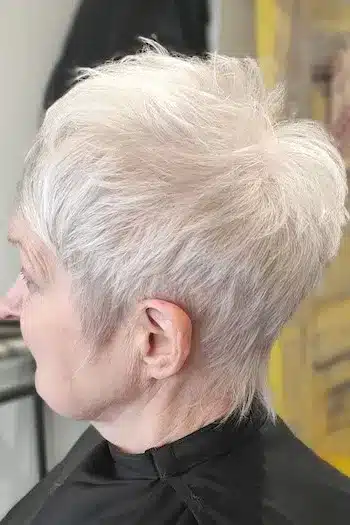 Forward-Styled Silver Pixie haircut for women over 60
