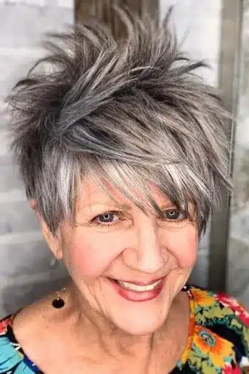 Long Spiky Pixie With Soft Bangs haircut for women over 60