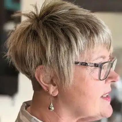Choppy Pixie With Bangs and a Textured Crown haircut for women over 60