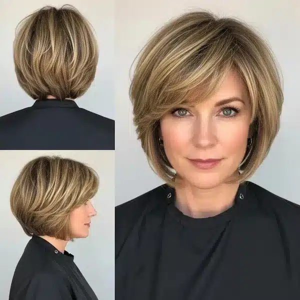Hairstyles For Women Over 50 With Fine Hair - Textured Bob With Light Fringe