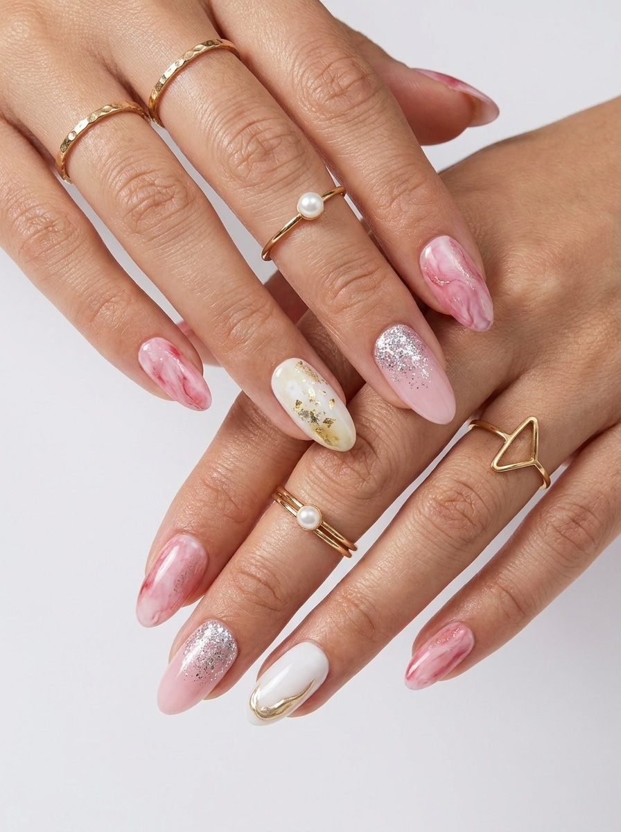Sheer blush reusable press-ons with a glossy soft pink finish