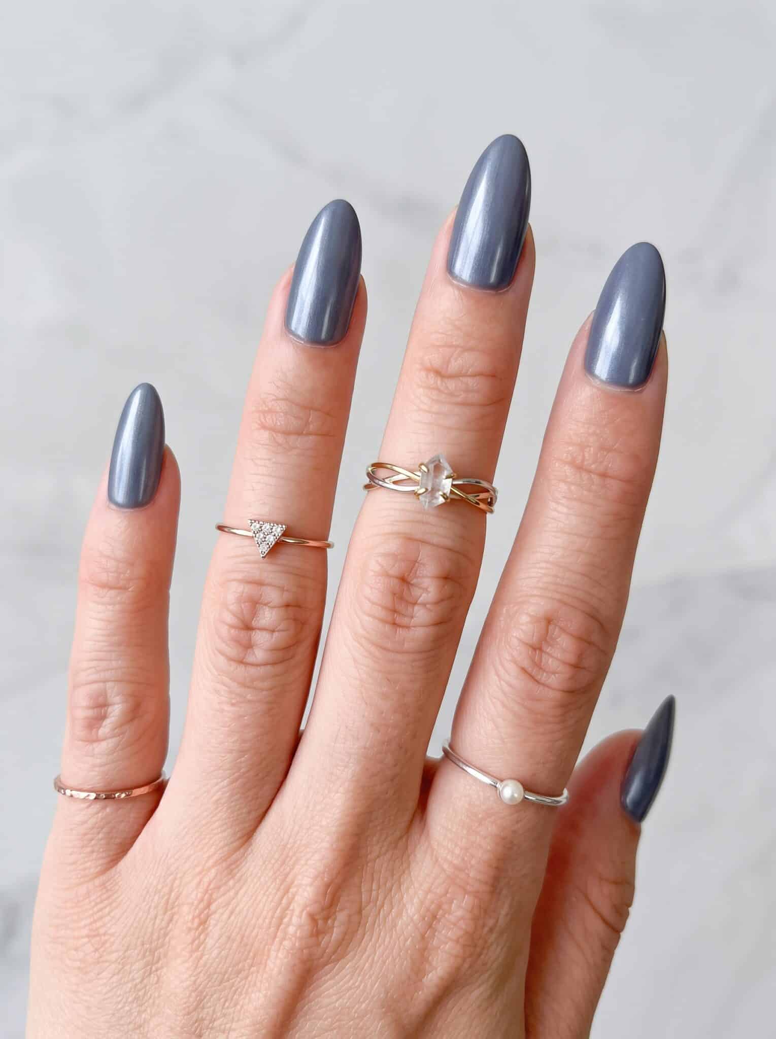 Short nude press-on nails with a clean natural finish