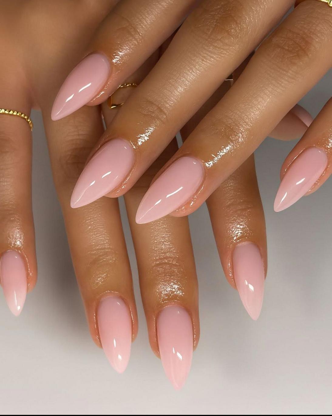 soft pink almond nails