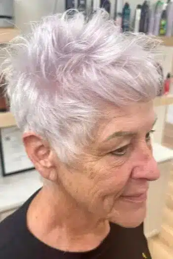 30+ Radiant Short Hairstyles for Women Over 70 With Fine Hair 12 Soft Lavender Pixie hairstyle