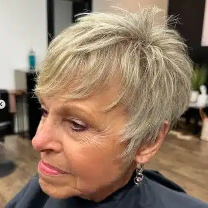 Textured Pixie With a Feathered Crown haircut for women over 60