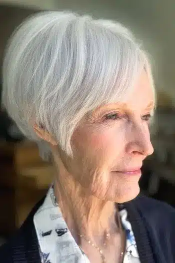 34 Elegant Short Hairstyles for Women Over 70 with Fine Hair 24 Long Pixie With Side Bangs for women over 70 with fine hair