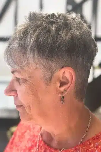 Polished Silver Tapered Pixie With Shaved Sides And Textured Top hairstyle