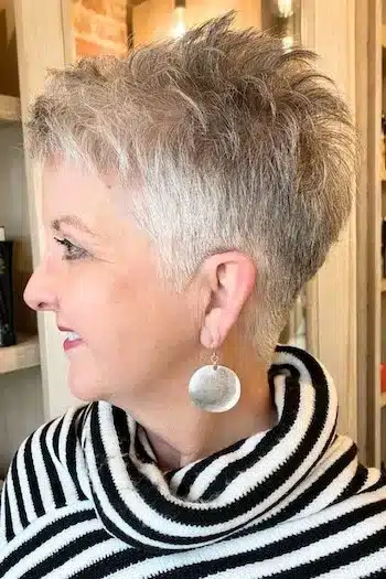 Silver Pixie With Gentle Spikes haircut for women over 60
