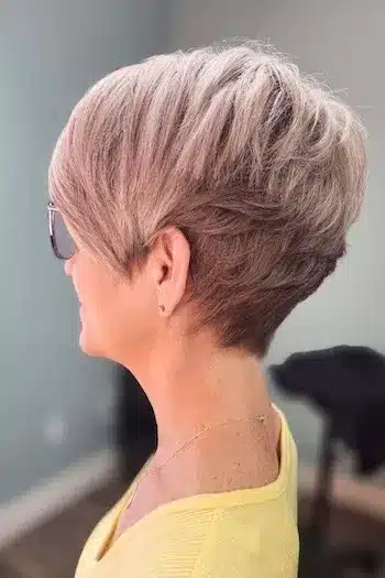 Rose Blonde Layered Pixie haircut for women over 60