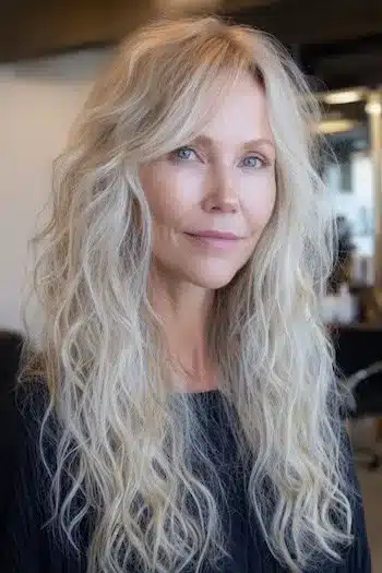 Shaggy layers on long fine hair, demonstrating a versatile look from our 30 inspiring long hairstyles for women over 50 with fine hair.