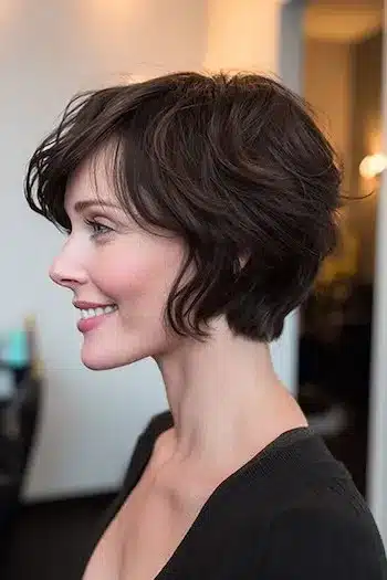 31 Bixie Haircuts That Blend Bob Shape with Pixie Ease 24 Layered Bixie with Bangs — bixie haircuts