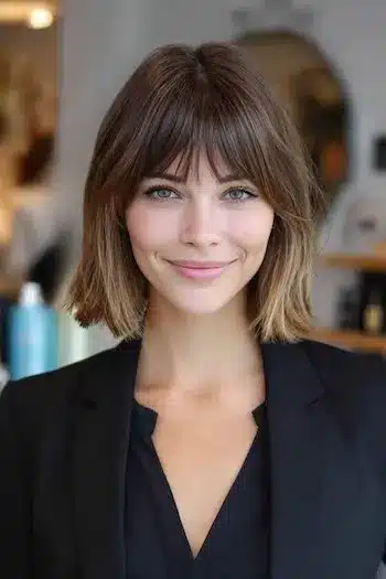31 Gorgeous Haircuts in Your 30s That Feel Fresh and Modern 13 Ombre bob with bangs included in 31 Gorgeous Haircuts That Look Even Better In Your 30s