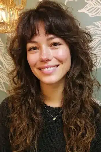 31 Hairstyles With Bangs That Prove A Little Fringe Goes A Long Way 15 Heavily layered shag cut with a textured fringe, from the 31 Hairstyles With Bangs That Prove A Little Fringe Goes A Long Way - Parisfy