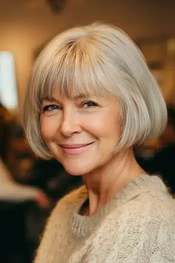 31 Hairstyles With Bangs That Prove A Little Fringe Goes A Long Way 24 A jaw-length bob paired with a straight fringe, from the 31 Hairstyles With Bangs That Prove A Little Fringe Goes A Long Way - Parisfy
