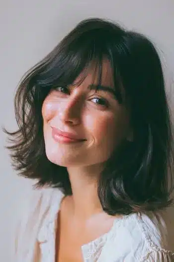 31 Hairstyles With Bangs That Prove A Little Fringe Goes A Long Way 26 Long bob cut with a straight fringe for thick hair, highlighting the 31 Hairstyles With Bangs That Prove A Little Fringe Goes A Long Way - Parisfy