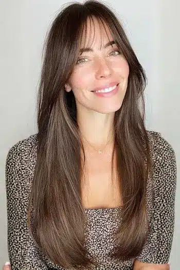 31 Hairstyles With Bangs That Prove A Little Fringe Goes A Long Way 4 Long straight hair featuring wispy bangs, part of the 31 Hairstyles With Bangs That Prove A Little Fringe Goes A Long Way - Parisfy