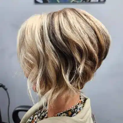 Wavy Layered Angled Bob with Stacked Back Haircut