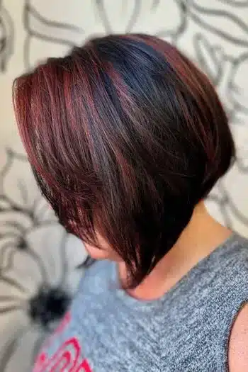 Textured Angled Bob with Highlighted Layers Haircut