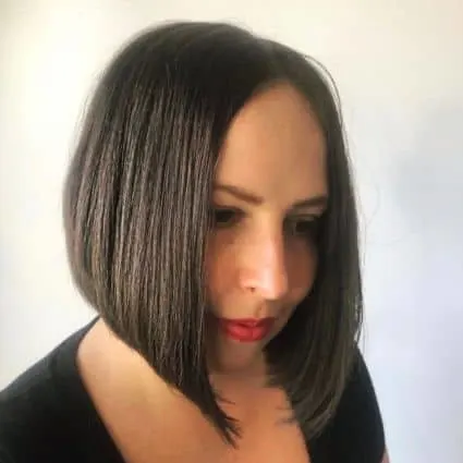 Classic Angled Bob with Center Part Haircut
