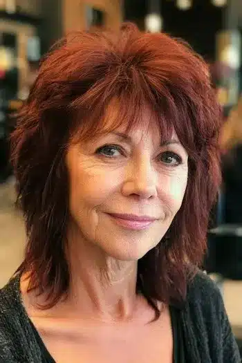 Classic shag hairstyle with feathered layers