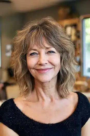 Medium shag for wavy hair