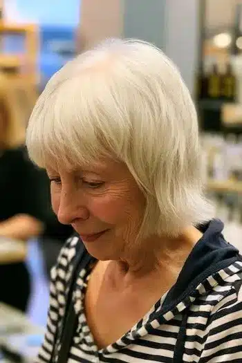 Cropped straight shag with wispy bangs