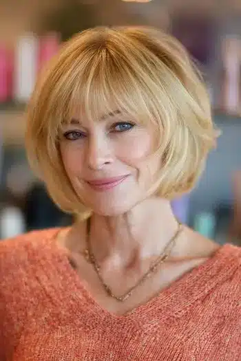 Layered chin-length bob with straight bangs
