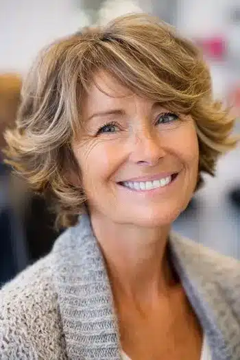 Short layered bob with blunt bangs