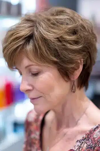 Pixie cut with feathered layers for a youthful look