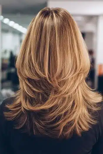 Feathered layers for long hair to add movement