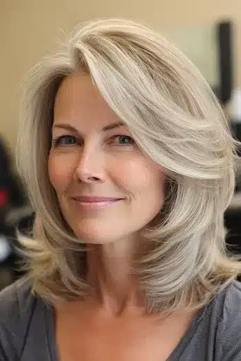 Face-framing layered bob with side-swept bangs