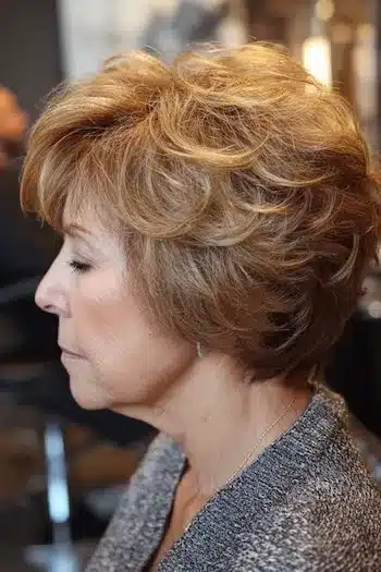 Pixie cut with stacked layers for height