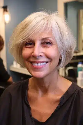 Short rounded layered bob designed for fine hair