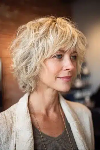 Shaggy bob hairstyle with textured layers