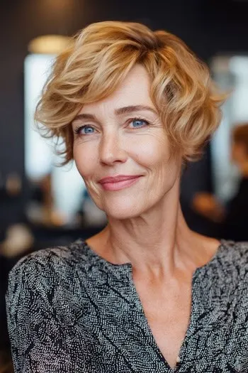 Short wavy pixie cut with natural texture