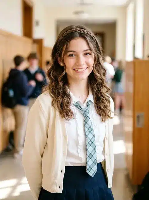 Braided headband hairstyle for school