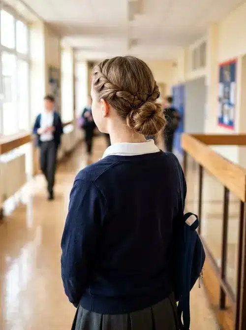 Quick twist and pin hairstyle for school